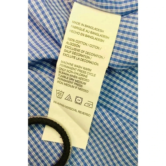 NWT Izod Men's Blue Check Essential Long‎ Sleeve Button-Down Shirt Size XL Tall - Picture 5 of 9